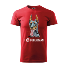  Póló Dobermann  mintával Piros 3XL egyedi ajándék