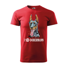 Póló Dobermann mintával - Piros M méretben v2 ajándéktárgy