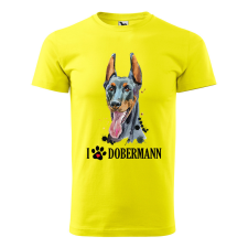  Póló Dobermann  mintával Sárga S egyedi ajándék