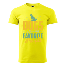 Póló Dogs are my favorite people mintával - Sárga L méretben ajándéktárgy