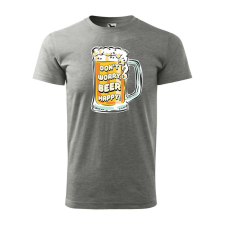 Póló Dont worry, beer happy mintával - Szürke XXL méretben ajándéktárgy