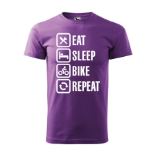 Póló Eat sleep bike repeat mintával - Lila XXXL méretben ajándéktárgy
