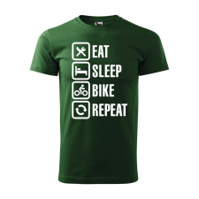 Póló Eat sleep bike repeat mintával - Zöld M méretben ajándéktárgy