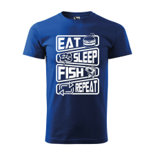  Póló Eat sleep fish repeat mintával - Kék M méretben ajándéktárgy