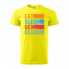  Póló Eat sleep sex repeat  mintával Sárga XL egyedi ajándék