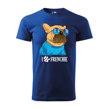  Póló Frenchie  mintával Kék L egyedi ajándék