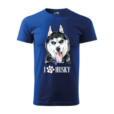  Póló Husky  mintával Kék XL egyedi ajándék