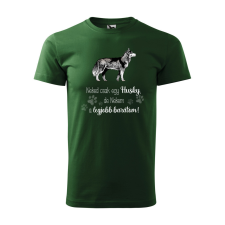  Póló Husky  mintával Zöld 2XL egyedi ajándék