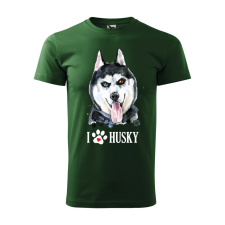  Póló Husky  mintával Zöld 4XL egyedi ajándék