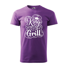 Póló King of the grill mintával - Lila L méretben ajándéktárgy