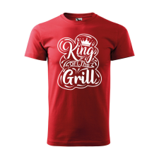  Póló King of the grill  mintával Piros M egyedi ajándék