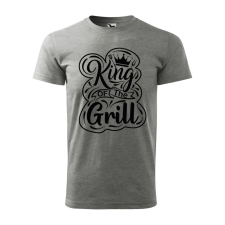  Póló King of the grill  mintával Szürke XL egyedi ajándék