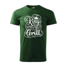  Póló King of the grill  mintával Zöld S egyedi ajándék