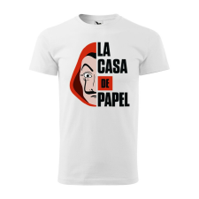 Póló La casa de papel mintával - Fehér XXXL méretben ajándéktárgy