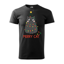  Póló Merry Cat  mintával Fekete 2XL egyedi ajándék