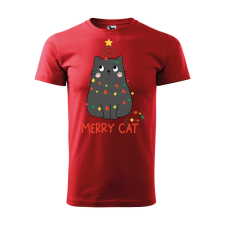 Póló Merry Cat  mintával Piros L egyedi ajándék