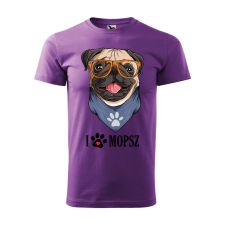 Póló Mopsz mintával - Lila S méretben v2 ajándéktárgy