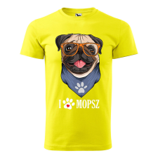 Póló Mopsz mintával - Sárga M méretben v2 ajándéktárgy
