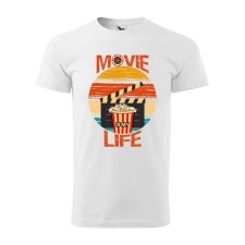 Póló Movie is my life mintával - Fehér L méretben ajándéktárgy