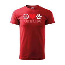 Póló Peace love and dog mintával - Piros XL méretben ajándéktárgy