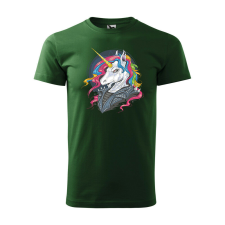 Póló Punk unicorn mintával - Zöld XXL méretben ajándéktárgy