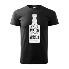 Póló Save water drink whiskey mintával - Fekete XXXL méretben ajándéktárgy