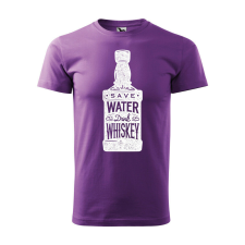 Póló Save water drink whiskey mintával - Lila S méretben ajándéktárgy
