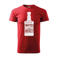 Póló Save water drink whiskey mintával - Piros M méretben ajándéktárgy