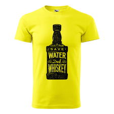  Póló Save water drink whiskey mintával - Sárga XL méretben ajándéktárgy