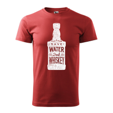 Póló Save water drink whiskey mintával - Terrakotta XXL méretben ajándéktárgy