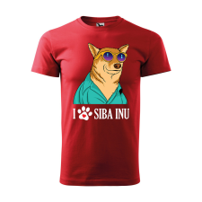  Póló Siba Inu  mintával Piros 2XL egyedi ajándék