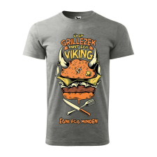 Póló Úgy grillezek mint egy viking mintával - Szürke XL méretben ajándéktárgy
