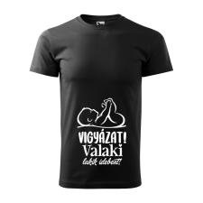 Póló Vigyázat! Valaki lakik idebent! mintával - Fekete XL méretben ajándéktárgy