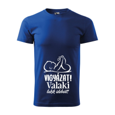 Póló Vigyázat! Valaki lakik idebent! mintával - Kék XXXL méretben ajándéktárgy
