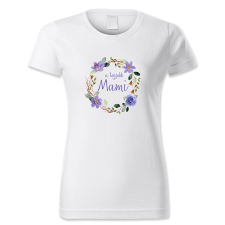 polofun.hu A legjobb Mami - kék virágkoszorús női póló