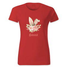 polofun.hu Hanna, nyuszifül, virág, Húsvét női póló