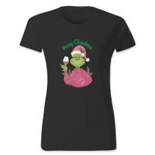 polofun.hu Merry Cristmas, Grinch lány borozik 2, Karácsony női póló