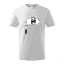 polofun.hu QR kódos szövegbuborék emberrel gyerek póló