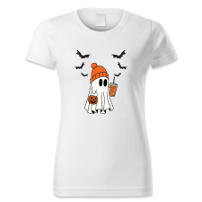 polofun.hu Szellem, denevér, üdítő, kosár, Halloween női póló