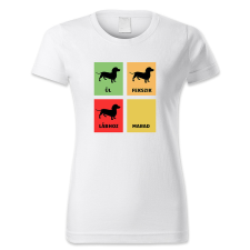 polofun.hu Ül, fekszik, lábhoz, marad! Tacskó/női női póló