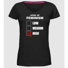 Pólómánia A feminizmus szintjei - Női Prémium V nyakú Póló