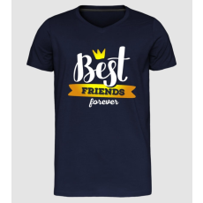 Pólómánia Best friends forever - Férfi Prémium Slim-Fit V nyakú Póló