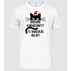 Pólómánia Boldog karácsonyt te macskás állat - Férfi Alap póló