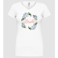 Pólómánia BRIDE blue floral - Női V-nyakú Póló