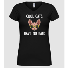 Pólómánia cool cats have no hair - Női V-nyakú Póló