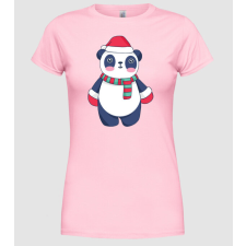 Pólómánia Cuki Karácsonyi Panda - Női Kerek nyakú Póló női póló