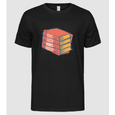Pólómánia Eat Sleep Books Repeat Olvasás - Férfi Alap póló