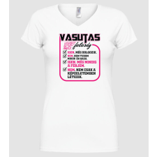 Pólómánia Feleség vasutas pink - Női V-nyakú Póló női póló