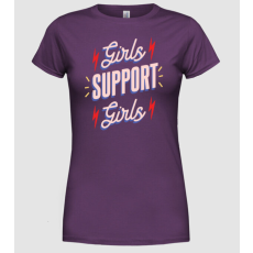 Pólómánia Girls Support Girls Nőnap - Női Kerek nyakú Póló