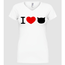 Pólómánia I love cica - Női V nyakú Póló